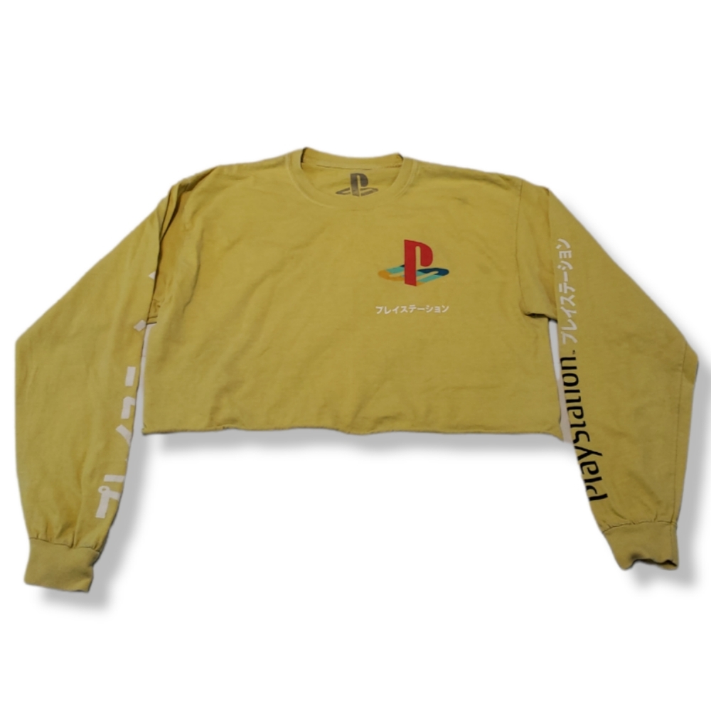 Sony Playstation Shirt Size Large SIEA PS Family Logo Japanese Long Sleeve Crop - Picture 1 of 8